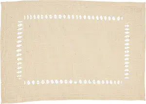 Saro Lifestyle Organic Charm Jute Hemstitch Placemat (Set of 4), Ivory, 14"x20"