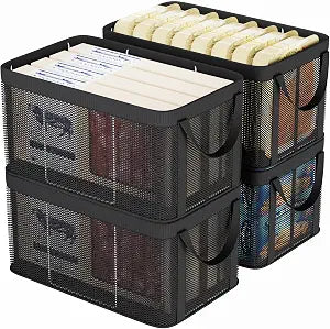 Aokeyee 4 Pack Large Deep Freezer Organizer Bins, with Handles