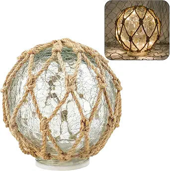 SAILINGSTORY Glass Fishing Float Ball Night Light Nautical Lamp 6"