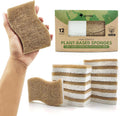 AIRNEX Natural Kitchen Sponges (12 Pack) - Plant-Based Cellulose & Coconut Scrubber Dish Sponges for Kitchen - Eco-Friendly, Non Scratch, Compostable, Non Toxic S-Shaped Natural Sponges for Dishes