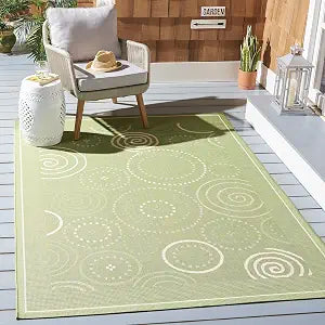 SAFAVIEH Washable Rug Outdoor Courtyard Collection - 2'7" x 5', Olive & Natural, Non-Shedding & Easy Cleaning, Ideal for Patio, Backyard, Mudroom (CY1906-1E06)