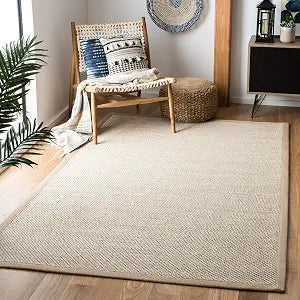 SAFAVIEH Natural Fiber Square Rug 3' Sisal Textured, Marble & Linen NF143B