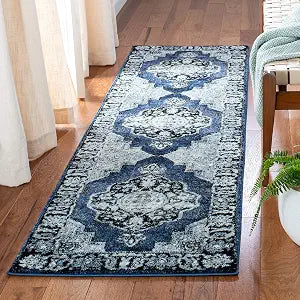 SAFAVIEH Vintage Hamadan Collection Runner Rug - 2'3" x 6', Blue & Grey, Oriental Traditional Persian Design, Non-Shedding & Easy Care, Ideal for High Traffic Areas in Living Room, Bedroom (VTH219M)