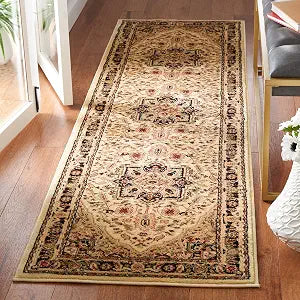 SAFAVIEH Lyndhurst Collection Runner Rug - 2'3" x 6', Beige & Black, Non-Shedding & Easy to Clean, Ideal for Front Door, Kitchen, Foyer, Entryway, Accent Space (LNH330C)