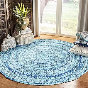 SAFAVIEH Braided Round Rug 3', Turquoise BRD452K
