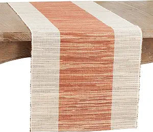 Saro Lifestyle Shimmering Banded Table Runner, Rust, 16"x72"