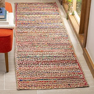 SAFAVIEH Cape Cod Collection Runner Rug - 2'3" x 6', Natural & Multi, Handmade Boho Braided Jute, Ideal for High Traffic Areas in Living Room, Bedroom (CAP251A)