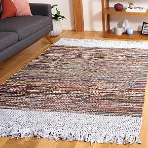 SAFAVIEH Vintage Leather Collection Area Rug - 3' x 5', Red & Yellow, Handmade Modern Fringe Design, Ideal for the Living Room, Bedroom, Dining Room (VTL310Q-3)