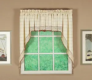 Today's Curtain Adirondack 2-Tone Crochet Swag 38", Ecru/Toast, 60W x 38L
