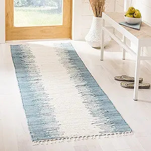 SAFAVIEH Montauk Runner Rug 2'3"x7', Cotton Handwoven Blue MTK751A