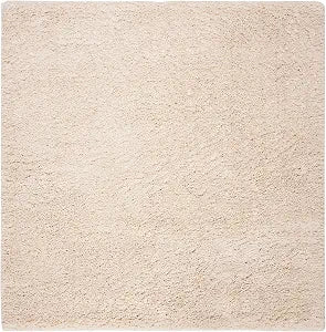 SAFAVIEH Fontana Shag Collection Accent Rug - 3' Square, Creme, Solid Pattern, Non-Shedding & Easy Care, 2-inch Thick, Ideal for the Living Room, Dining, Bedroom (FNT800B)