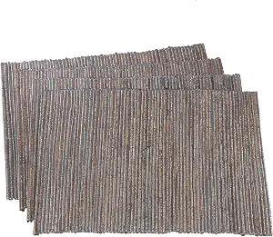 Saro Lifestyle Melaya Collection Shimmering Woven Nubby Placemat (Set of 4), 14"x20", Blue-Grey