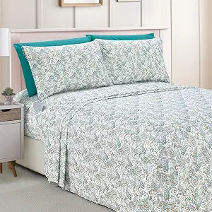Elegant Comfort Paisley 6-Piece Sheet Set Deep Pocket, Queen, Teal