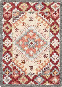 SAFAVIEH Aspen Collection Accent Rug - 2' x 3', Red & Ivory, Handmade Boho Wool, Ideal for High Traffic Areas in Entryway, Living Room, Bedroom (APN801Q)