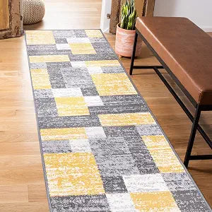 Rugshop Oslo Modern Geometric Fade-Resistant Runner Rug Yellow 2' x 7'