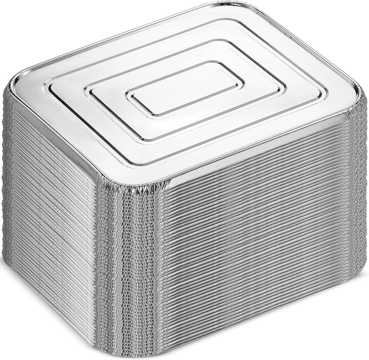 MontoPack Half-Size Aluminium Foil Lids | [50 Pack] | Perfect Fit for 9x13 Roasting Pans | Premium Quality for Baking & Catering | Disposable Food Prep Containers Lids