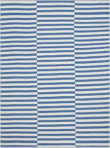 SAFAVIEH Montauk Collection Accent Rug - 2'6" x 4', Ivory & Blue, Handmade Stripe Cotton, Ideal for High Traffic Areas in Entryway, Living Room, Bedroom (MTK715C)