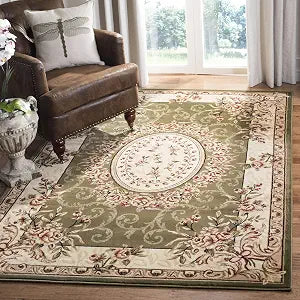 SAFAVIEH Lyndhurst Collection Accent Rug - 3'3" x 5'3", Sage & Ivory, European Medallion Design, Non-Shedding & Easy Care, Ideal for High Traffic Areas in Entryway, Living Room, Bedroom (LNH328B)