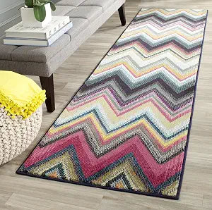 SAFAVIEH Monaco Collection Runner Rug - 2'2" x 6', Multi, Boho Chevron Design, Non-Shedding & Easy Care, Ideal for High Traffic Areas in Living Room, Bedroom (MNC234F)