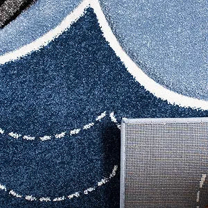 SAFAVIEH Carousel Kids Collection Accent Rug - 2'3" x 4', Blue & Grey, Animal Design, Non-Shedding & Easy Care, Ideal for High Traffic Areas for Boys & Girls in Playroom, Nursery, Bedroom (CRK121B)