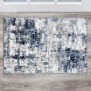 Rugshop Distressed Modern Bohemian Abstract Accent Area Rug Blue 2' x 3'
