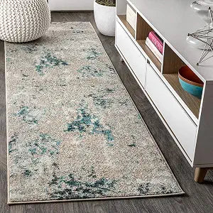 JONATHAN Y Modern Abstract Vintage Faded Blue/Gray Runner Rug, 2x8, Contemporary POP, Transitional, Easy-Cleaning for Living Room, Bedroom, Kitchen, Pet Friendly, Non-Shedding (CTP103A-28)