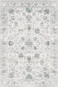 Zacoo Vintage Washable Area Rug 2'x6' Runner Distressed Rug Faux Cashmere Non Slip Rugs for Living Room Bedroom Oriental Rug Mat Stain Resistant Throw Rug Kitchen Dining Home Office, Griege