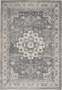 Nourison Home Concerto Grey Ivory 5'3" x Round Area Rug - Easy Clean, Non Shedding, Bed Room, Living Room, Dining Room, Kitchen (5' x Round)