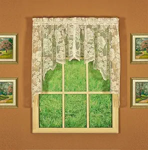 Today's Curtain Floral Vine Lace Swag 38", Ivory, 60W x 38L