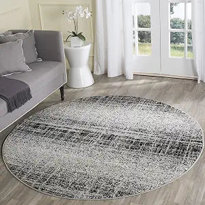 SAFAVIEH Adirondack Collection 4' Round Silver / Black ADR116A Modern Abstract Non-Shedding Dining Room Entryway Foyer Living Room Bedroom Area Rug
