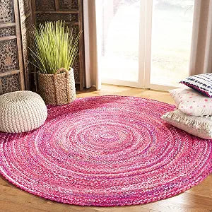 SAFAVIEH Braided Round Rug 3', Pink & Fuchsia BRD452U