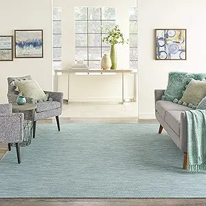 Nourison Home Positano Aqua 2'2" x 12' Area Rug - Easy Clean, Non Shedding, Bed Room, Living Room, Dining Room, Kitchen (12' Runner)