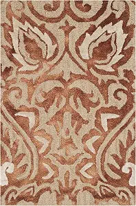 SAFAVIEH Dip Dye Collection 2' x 3' Copper / Beige DDY511Q Handmade Damask Premium Wool & Silk Accent Rug