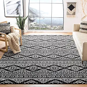 SAFAVIEH Tulum Square Rug 5', Black & Ivory TUL272Z