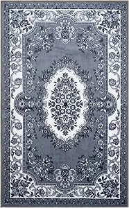 Superior Non-Slip Seraphina Indoor Area Rug, Perfect for Living Room, Bedroom, Farmhouse, Kitchen, Under Dining Room Table, Rug for Home and Office, Ideal for on Tile or Carpet, Washable, Black-White
