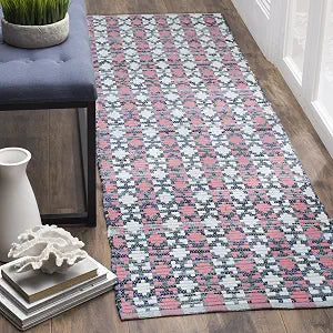 SAFAVIEH Montauk Collection Runner Rug - 2'3" x 8', Coral & Multi, Handmade Flat Weave Cotton, Ideal for High Traffic Areas in Living Room, Bedroom (MTK123D)