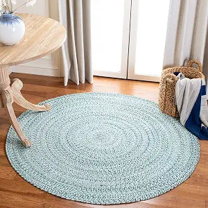 SAFAVIEH Braided Round Rug 3', Aqua & Ivory BRD701J