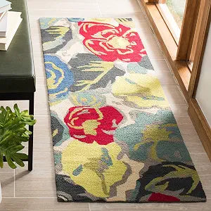 SAFAVIEH Four Seasons Collection Runner Rug - 2' x 6', Ivory, Hand-Hooked Floral, Non-Shedding & Easy Care, Ideal for High Traffic Areas in Living Room, Bedroom (FRS437B)