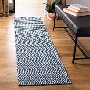 SAFAVIEH Augustine Collection Runner Rug - 2' x 8', Navy & Light Grey, Geometric Design, Non-Shedding & Easy Care, Ideal for High Traffic Areas in Living Room, Bedroom (AGT405M)