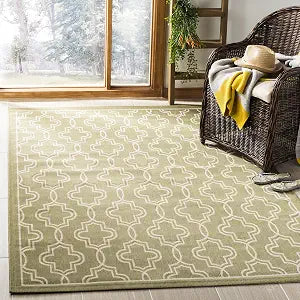 Martha Stewart x SAFAVIEH Outdoor Area Rug Collection - 4' x 5'7", Green & Beige, Weather Resistant & Washable, Ideal for Patio, Backyard, Mudroom, Deck, Dining Space (MSR4274-244)