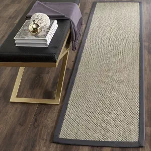 SAFAVIEH Natural Fiber Collection Runner Rug - 2' x 6', Marble & Grey, Sisal, Woven Design with Border (NF443B)