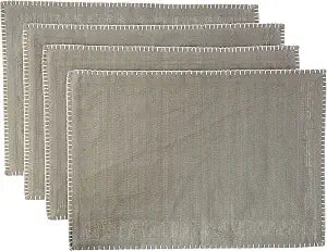 Saro Lifestyle Whip Stitched Design Cotton Placemat (Set of 4), Grey, 13"x19"