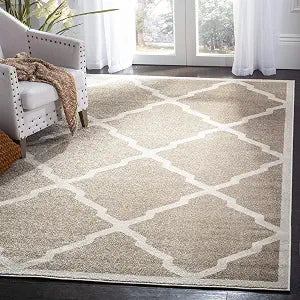SAFAVIEH Amherst Collection Accent Rug - 4' x 6', Wheat & Beige, Moroccan Trellis Design, Non-Shedding & Easy Care, Ideal for High Traffic Areas in Entryway, Living Room, Bedroom (AMT421S)