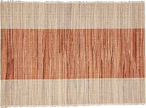 Saro Lifestyle Shimmering Banded Placemats (Set of 4), Rust, 14"x19"