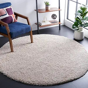 SAFAVIEH Santa Monica Shag Collection Accent Rug - 3' Round, Beige, Non-Shedding & Easy Care, 2-inch Thick, Ideal for The Living Room, Dining Room, Bedroom (SGN725-1313-3R)