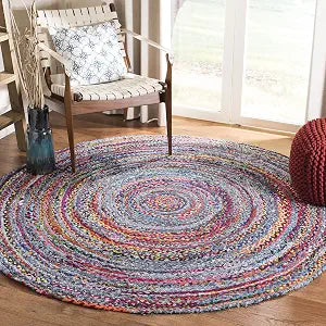 SAFAVIEH Braided Round Rug 3', Blue & Red BRD250L