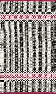 SAFAVIEH Montauk Collection Accent Rug - 2'3" x 3'9", Light Pink & Multi, Handmade Cotton, Ideal for High Traffic Areas in Entryway, Living Room, Bedroom (MTK820P)