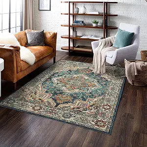 Mohawk Home Dellen Teal Blue 3' 3" x 5' Persian Medallion Area Rug Perfect for Living Room, Dining Room, Office