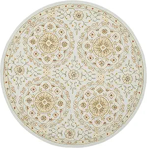 SAFAVIEH Chelsea Collection Area Rug - 3' Round, Teal & Green, Hand-Hooked French Country Wool, Ideal for High Traffic Areas in Living Room, Bedroom (HK378A)