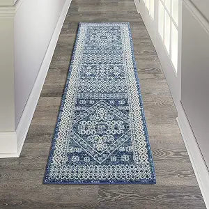 Nourison Home Passion Navy Blue 2'2" x 7'6" Area Rug - Easy Clean, Non Shedding, Bed Room, Living Room, Dining Room, Kitchen (8' Runner)